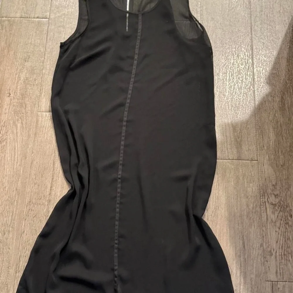 Vintage y2k 2000s DKNY black sheer dress with zipper detail. Size S
